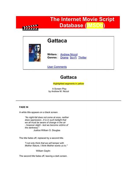 The Internet Movie Script Database (IMSDb).